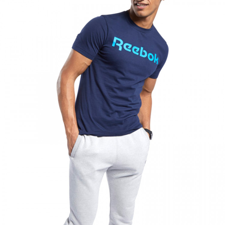 Футболка мужская Reebok Graphic Series Linear Logo синяя FU3101 изображение 3