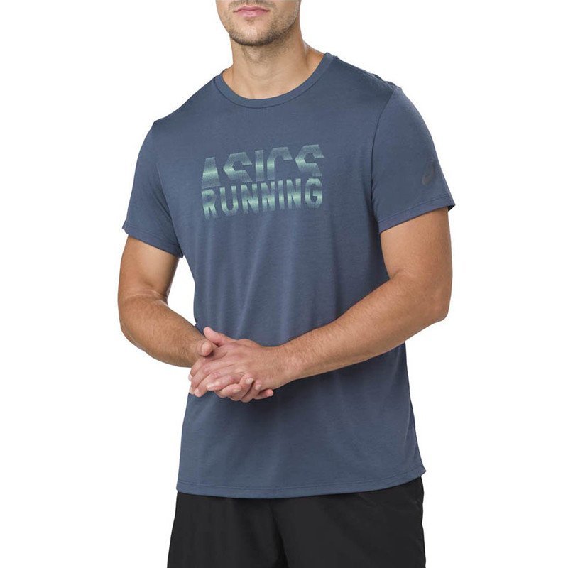 Футболка мужская Asics Graphic Ss Top синяя 141265-0793 изображение 3