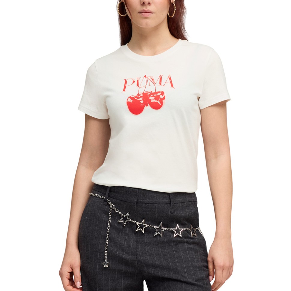 Футболка женская Puma GRAPHICS Cherry Tee белая 69191102 — Sport City Футболка женская Puma GRAPHICS Cherry Tee белая 69191102