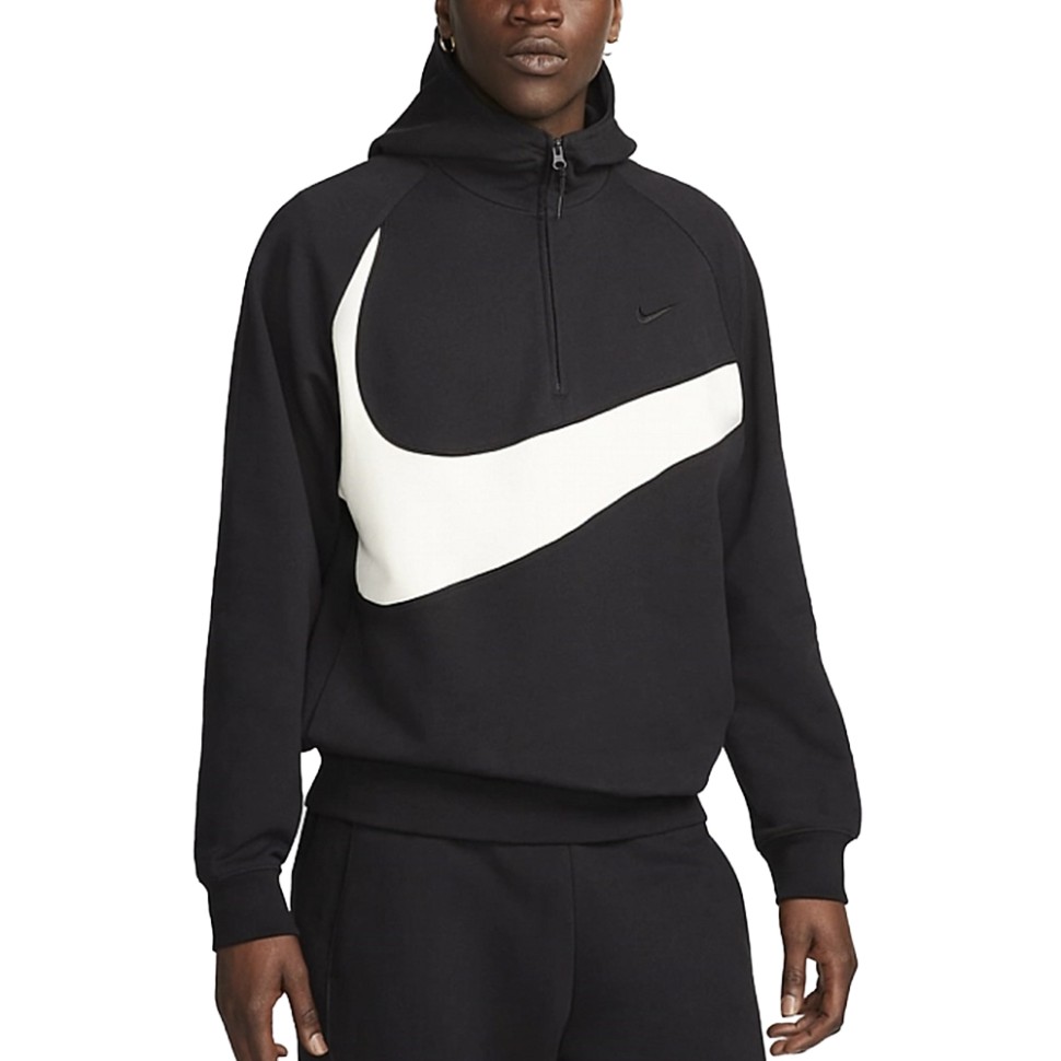 Толстовка чоловіча Nike M NK SWOOSH FLC HZ HOODIE чорна DX0566-013 — фото 1