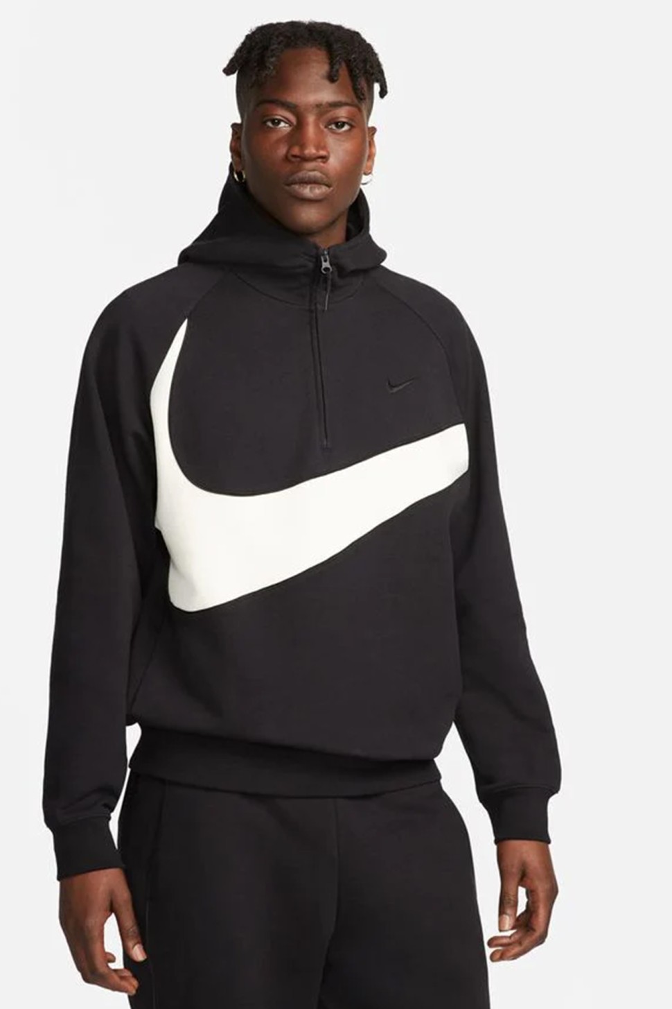 Толстовка чоловіча Nike M NK SWOOSH FLC HZ HOODIE чорна DX0566-013 — фото 2