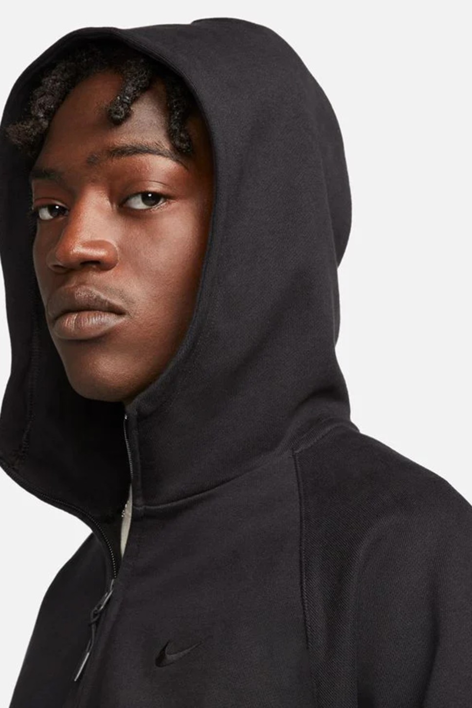 Толстовка чоловіча Nike M NK SWOOSH FLC HZ HOODIE чорна DX0566-013 — фото 4