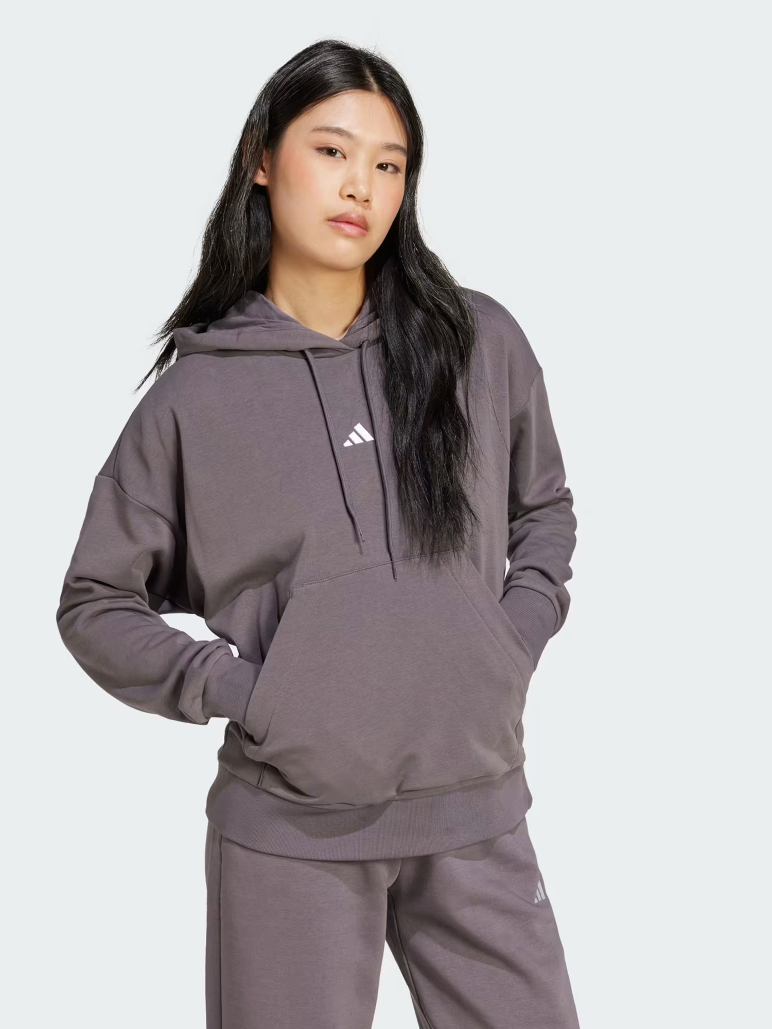 Толстовка женская Adidas W SL FT HD серая JD7997 изображение 4