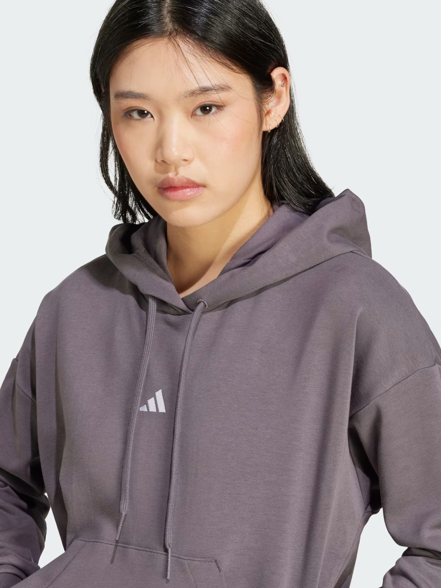 Толстовка женская Adidas W SL FT HD серая JD7997 изображение 5