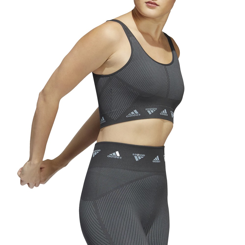 Бра женское Adidas Aeroknit Bra темно-серое HE2614 изображение 1