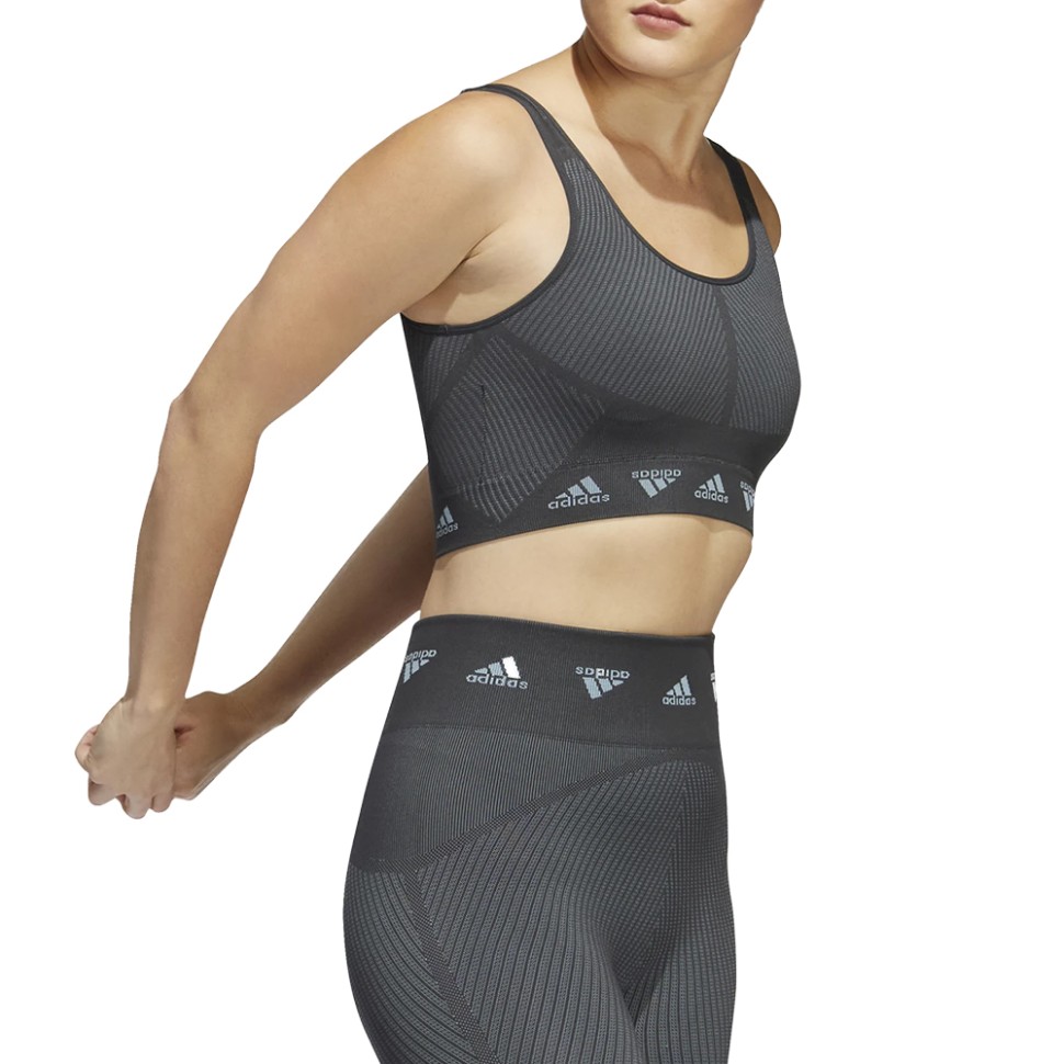 Бра жіноче Adidas Aeroknit Bra темно-сіре HE2614 — фото 1