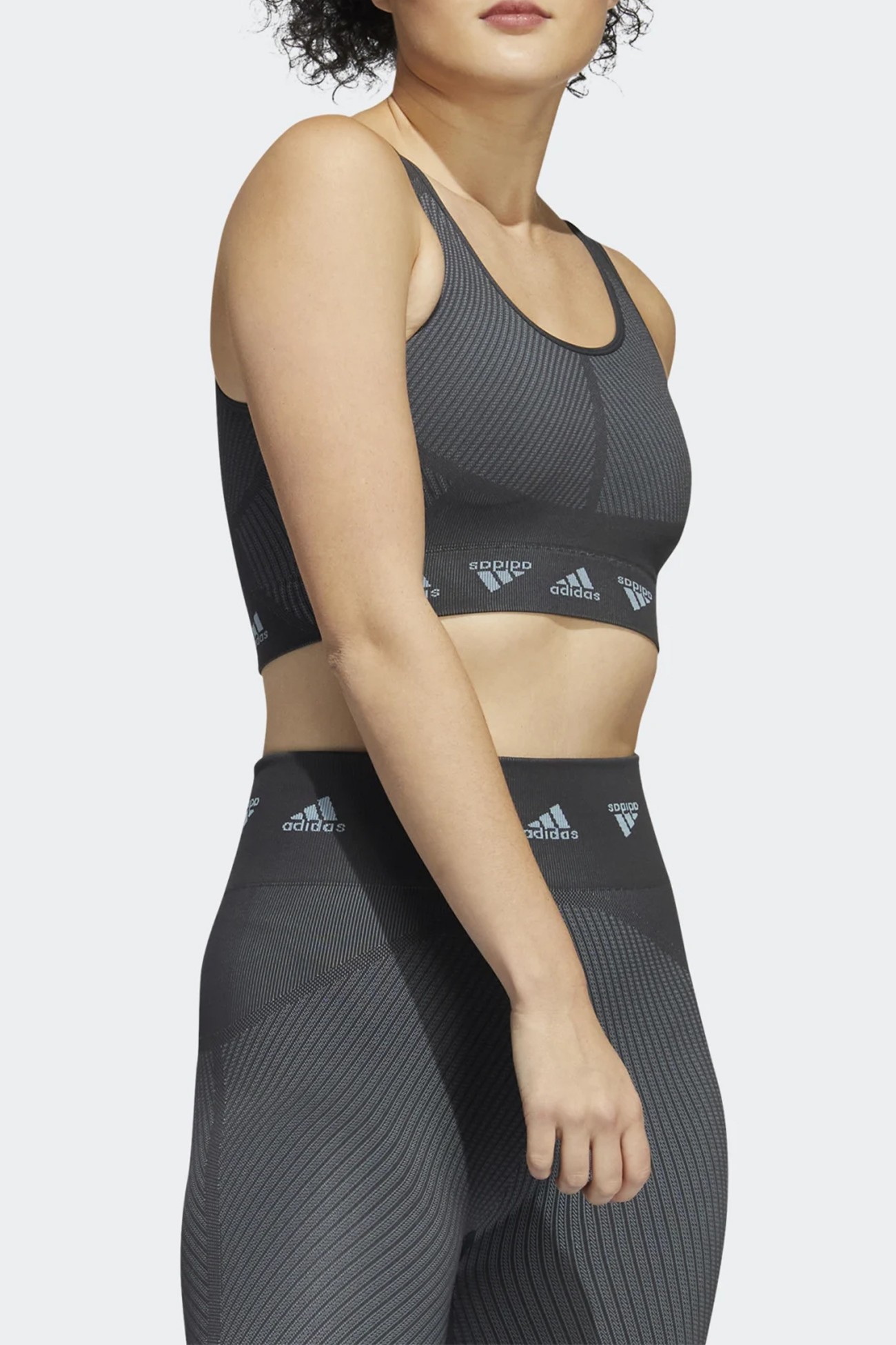 Бра женское Adidas Aeroknit Bra темно-серое HE2614 изображение 2