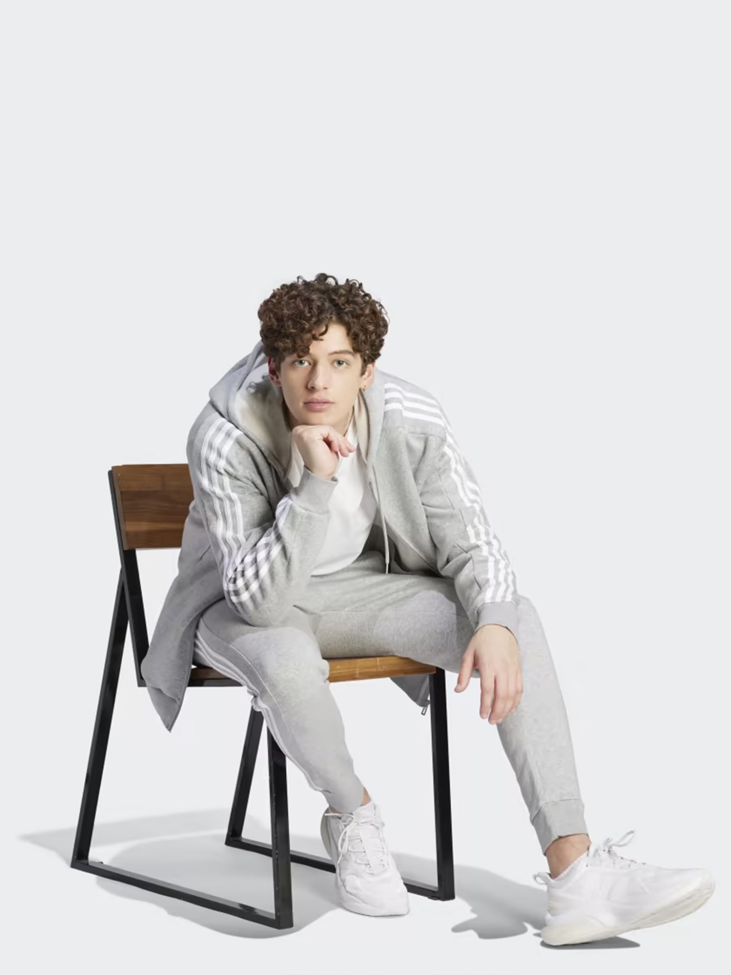 Толстовка чоловіча Adidas M 3S FL FZ HD сіра IJ6479 изображение 4