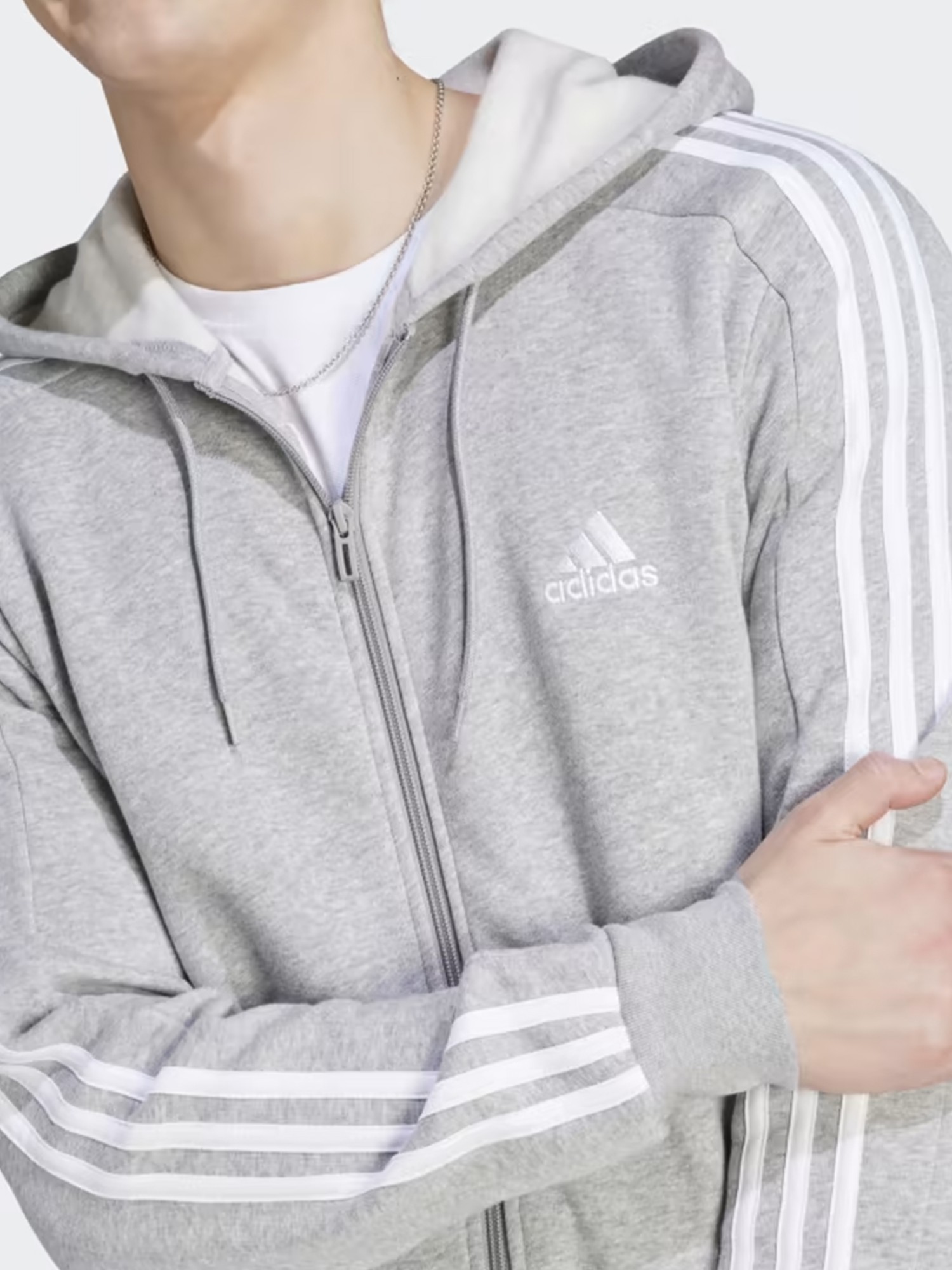 Толстовка чоловіча Adidas M 3S FL FZ HD сіра IJ6479 изображение 5
