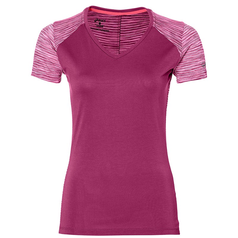 Футболка женская Asics fuzeX V-Neck SS Top фиолетовая 141214-0290 — Sport City Футболка женская Asics fuzeX V-Neck SS Top фиолетовая 141214-0290