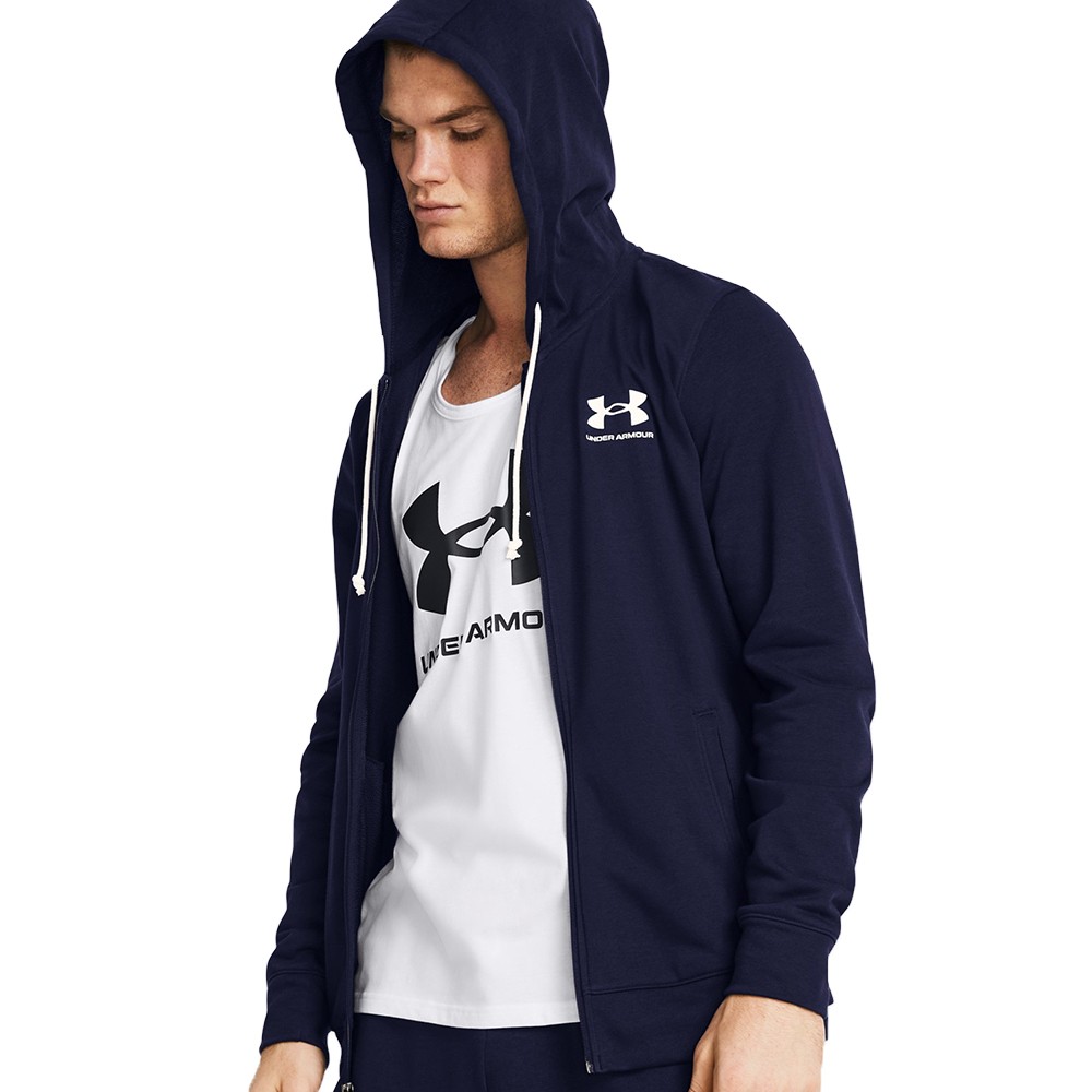 Толстовка мужская Under Armour UA Rival Terry LC FZ синяя 1370409-410