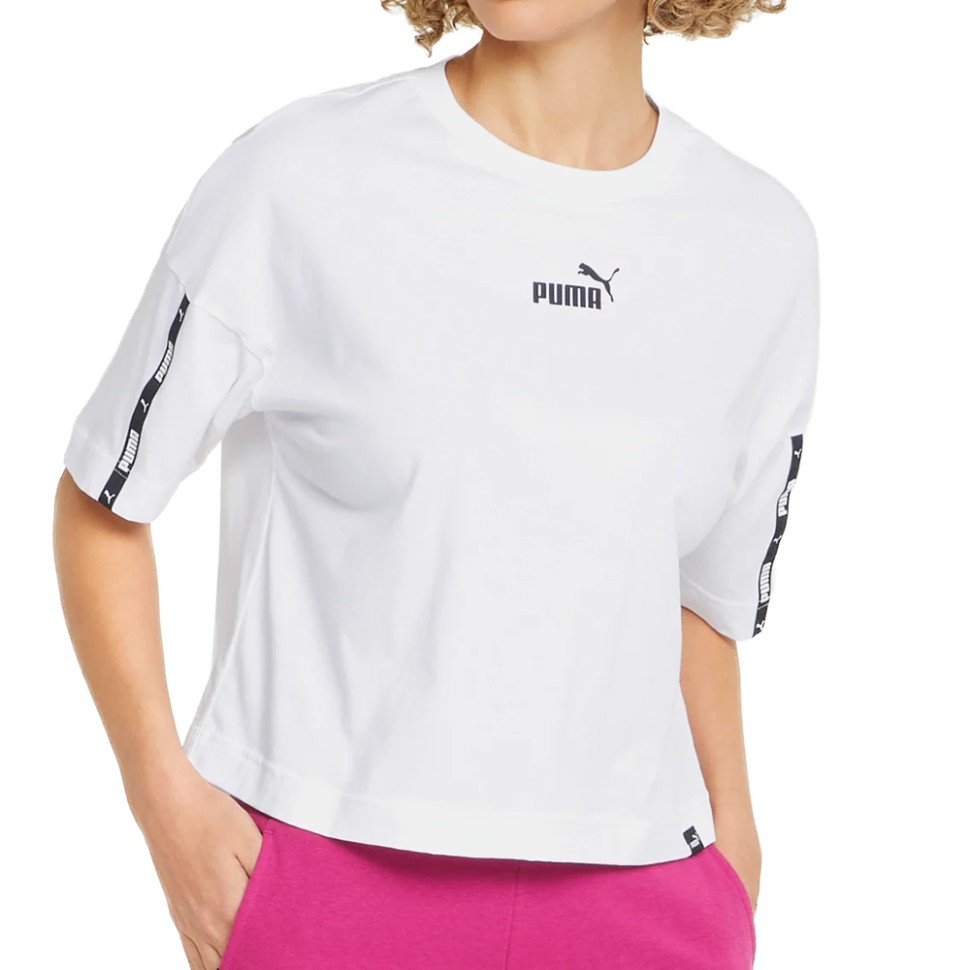 Футболка женская Puma Power Tape Cropped Tee белая 84711602 изображение 1
