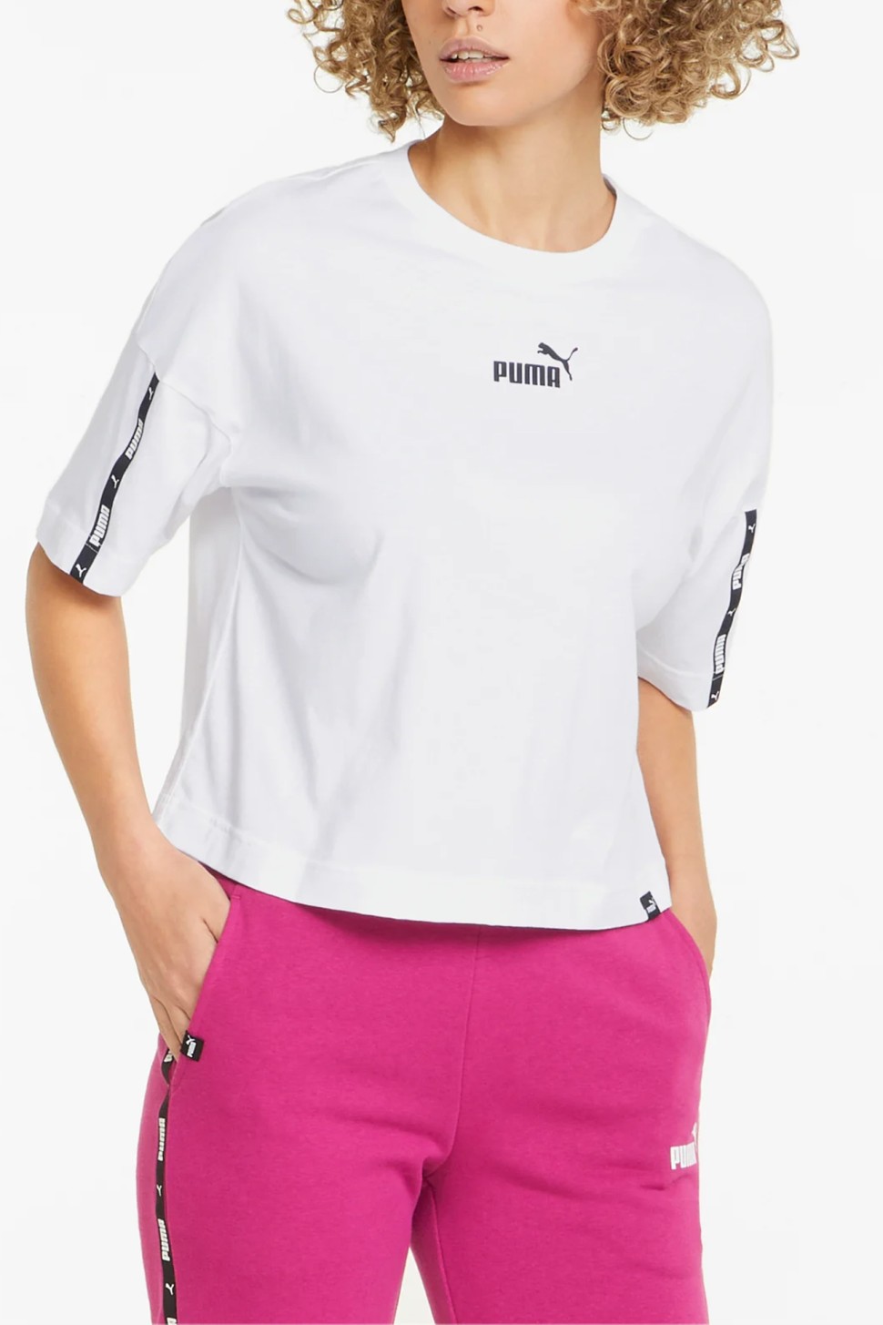 Футболка жіноча Puma Power Tape Cropped Tee біла 84711602 — фото 2