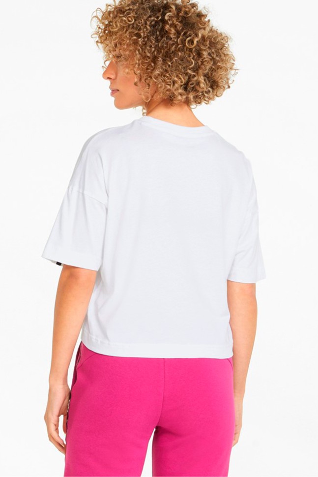 Футболка женская Puma Power Tape Cropped Tee белая 84711602 изображение 4