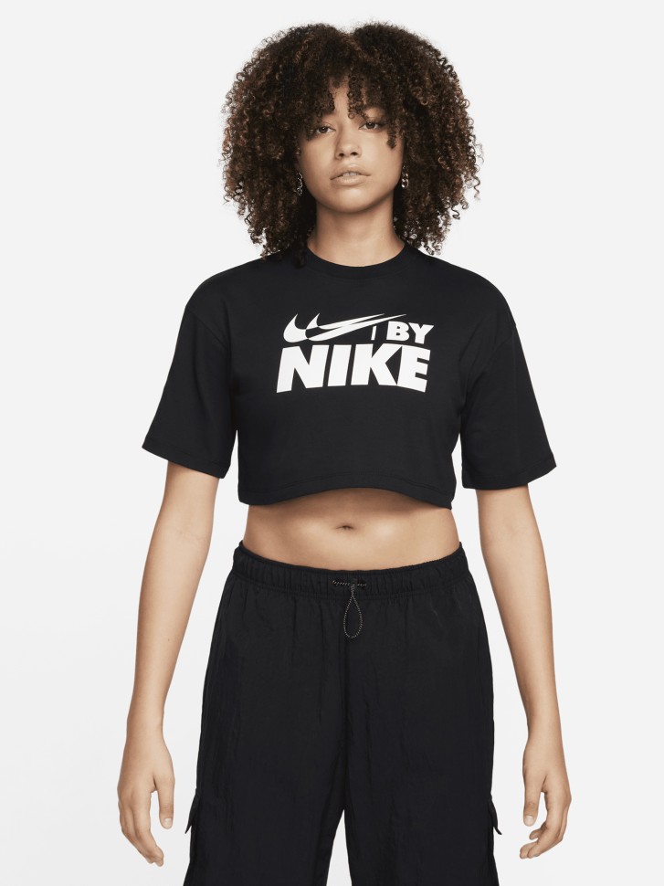 Футболка жіноча Nike W NSW CROP TEE GLS чорна FZ4635-010 изображение 2