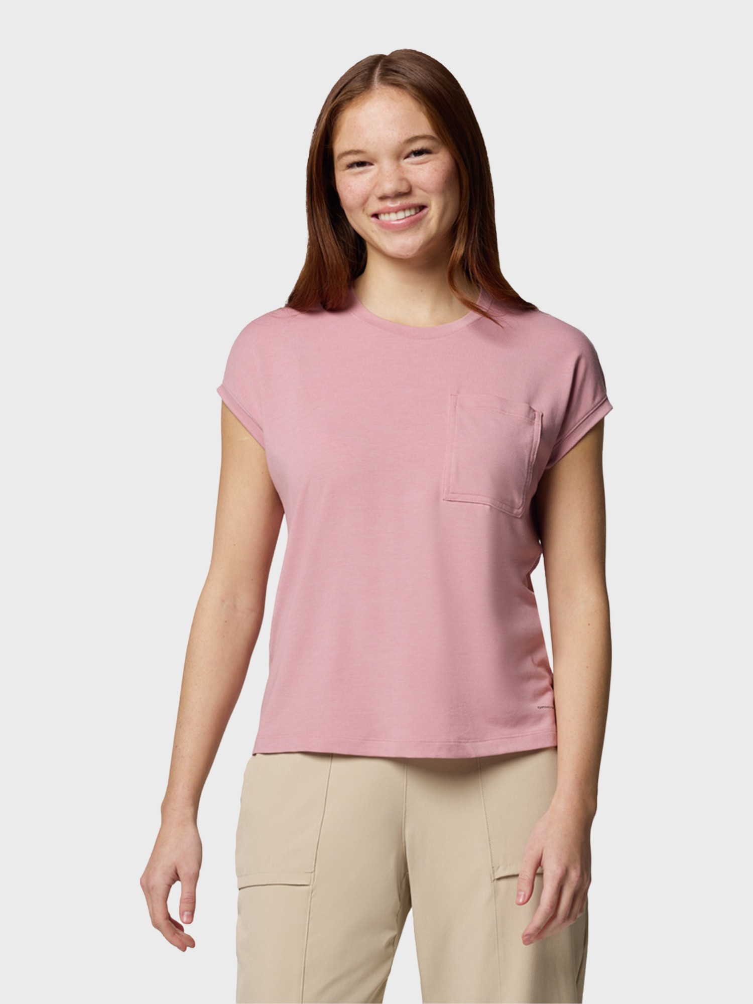 Футболка жiноча Columbia Boundless Trek™ Short Sleeve Tee рожева 2033481-659 изображение 2