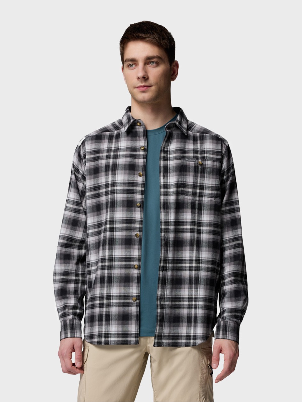 Сорочка чоловіча Columbia Cornell Woods™ Flannel Long Sleeve Shirt сіра 1617951-009 — фото 5