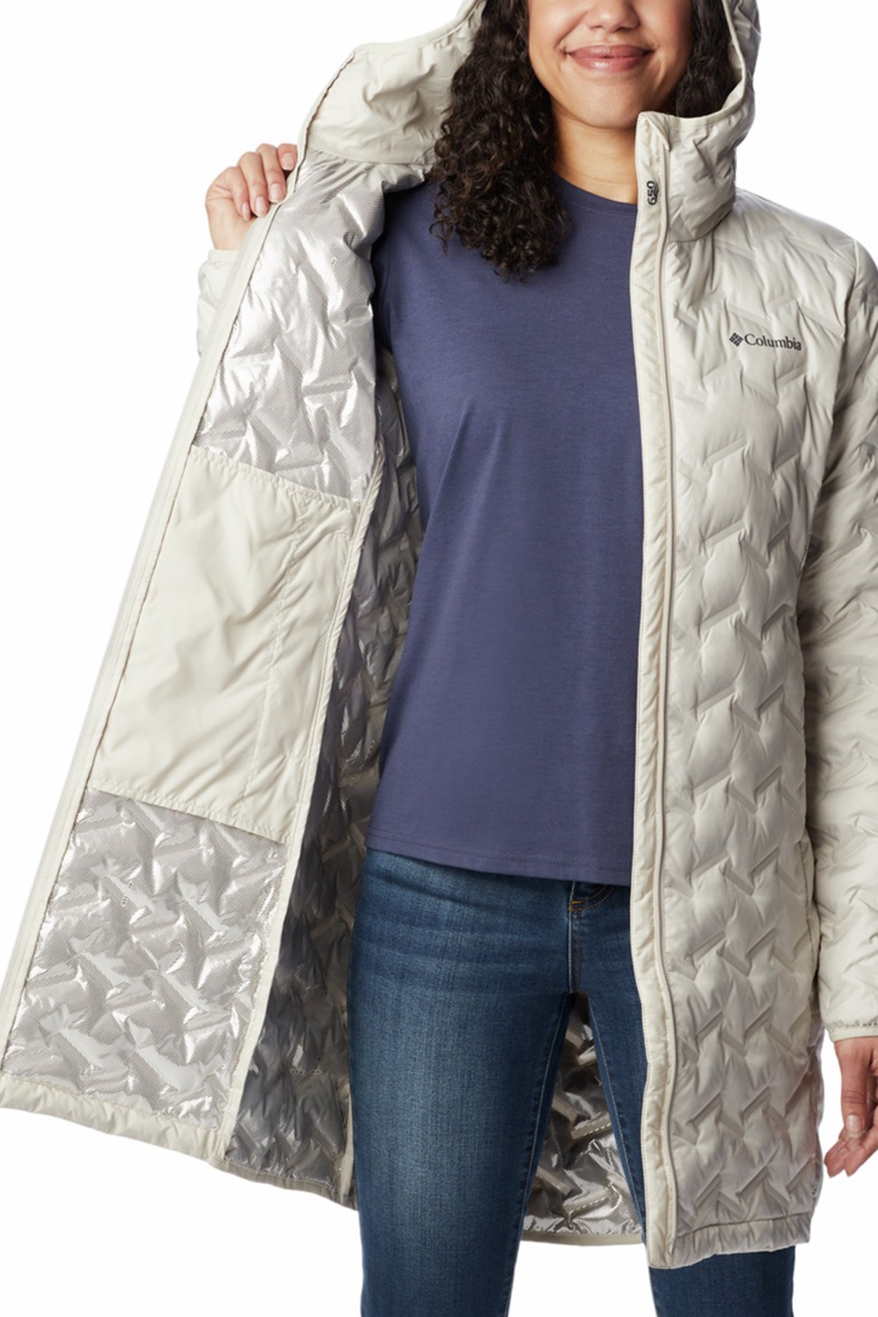 Куртка жіноча Columbia Delta Ridge™ Long Down Jacket бежева 1909251-278 — фото 4