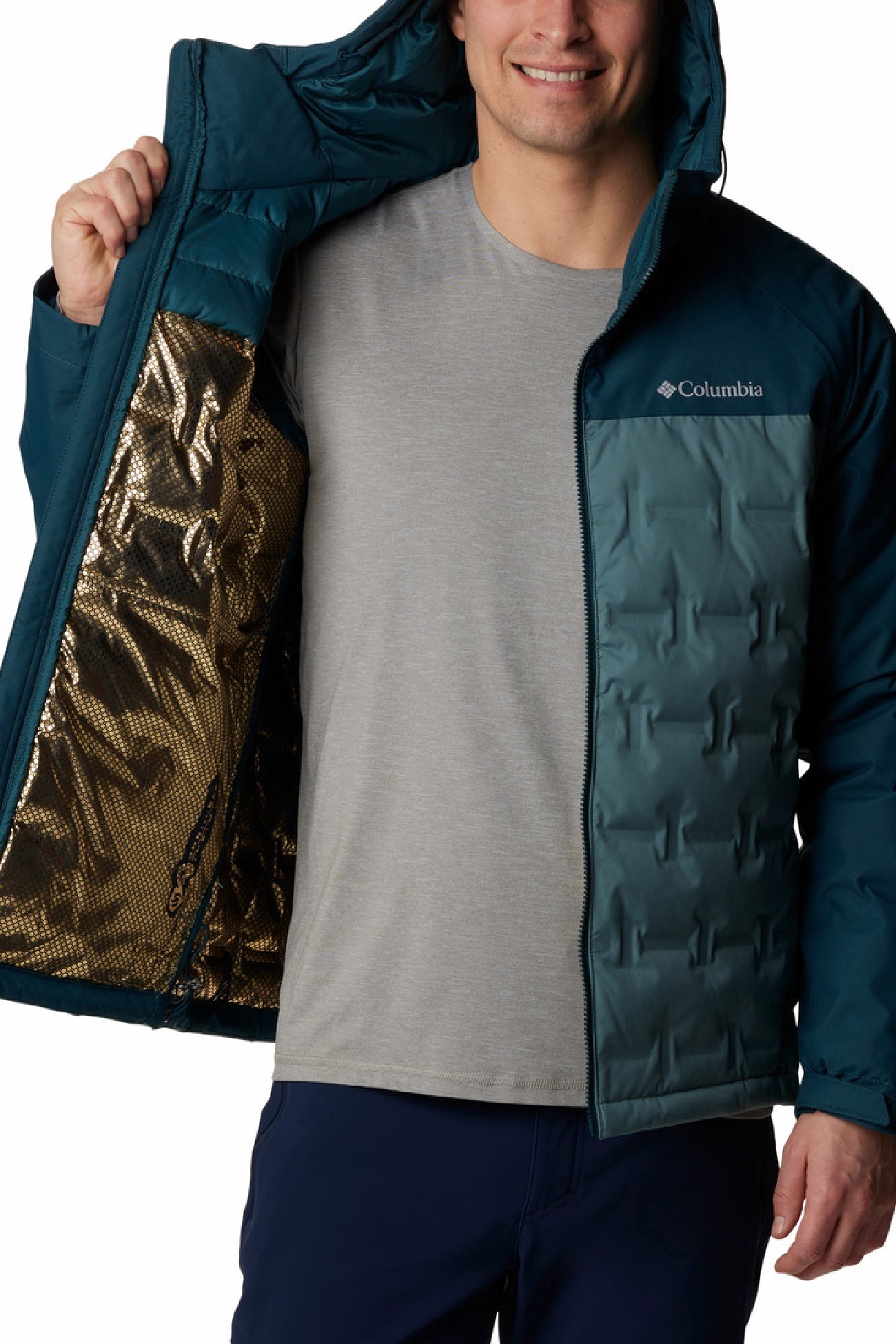 Куртка мужская Columbia Grand Trek™ II Down Hooded Jacket бирюзовая 2008291-346 изображение 4