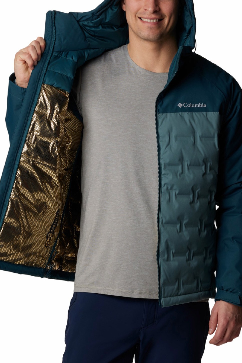 Куртка чоловіча Columbia Grand Trek™ II Down Hooded Jacket бірюзова 2008291-346 — фото 4