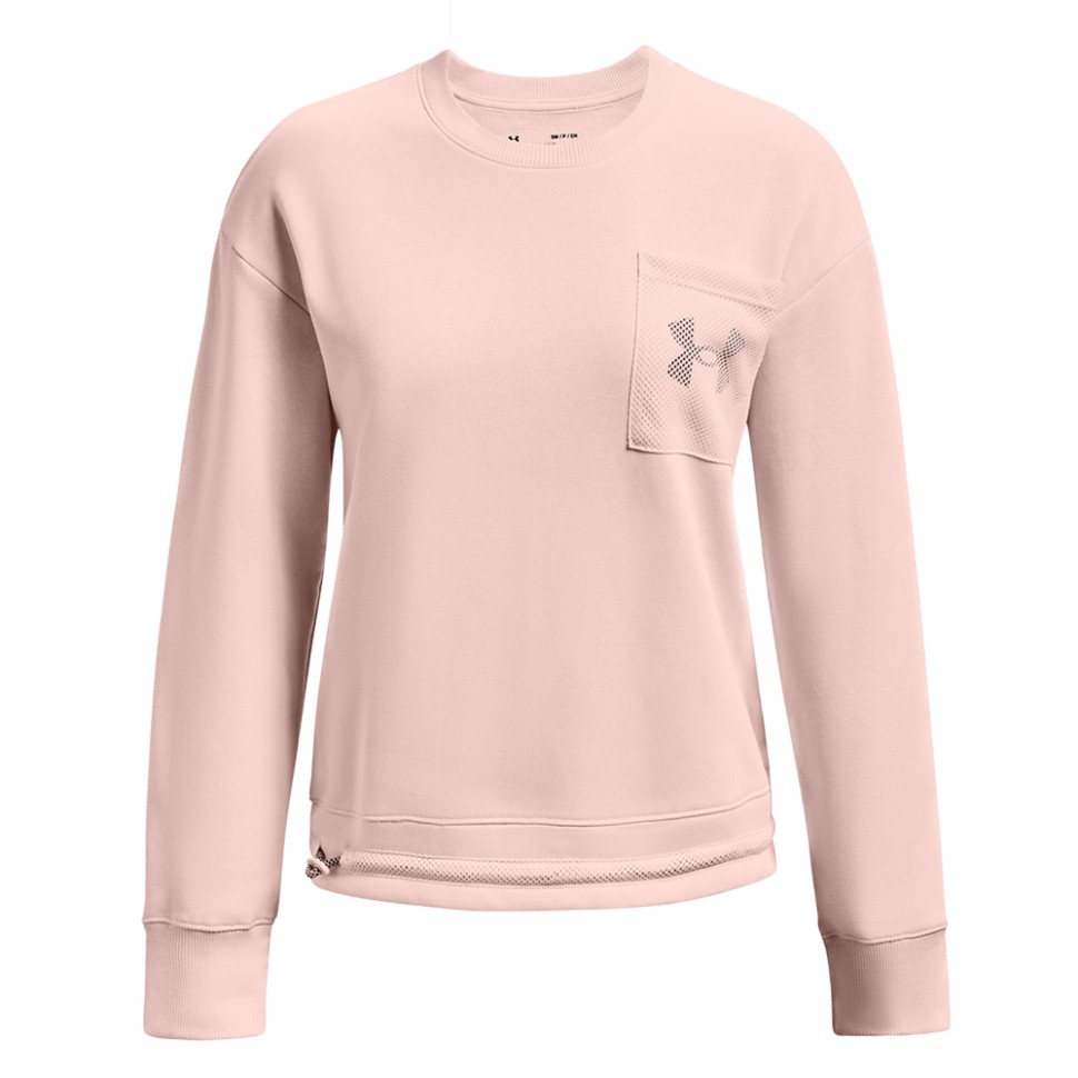 Толстовка жіноча Under Armour Rival Fleece Mesh Crew рожева 1365847-685 — фото 1