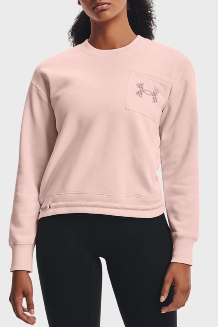 Толстовка жіноча Under Armour Rival Fleece Mesh Crew рожева 1365847-685 изображение 2