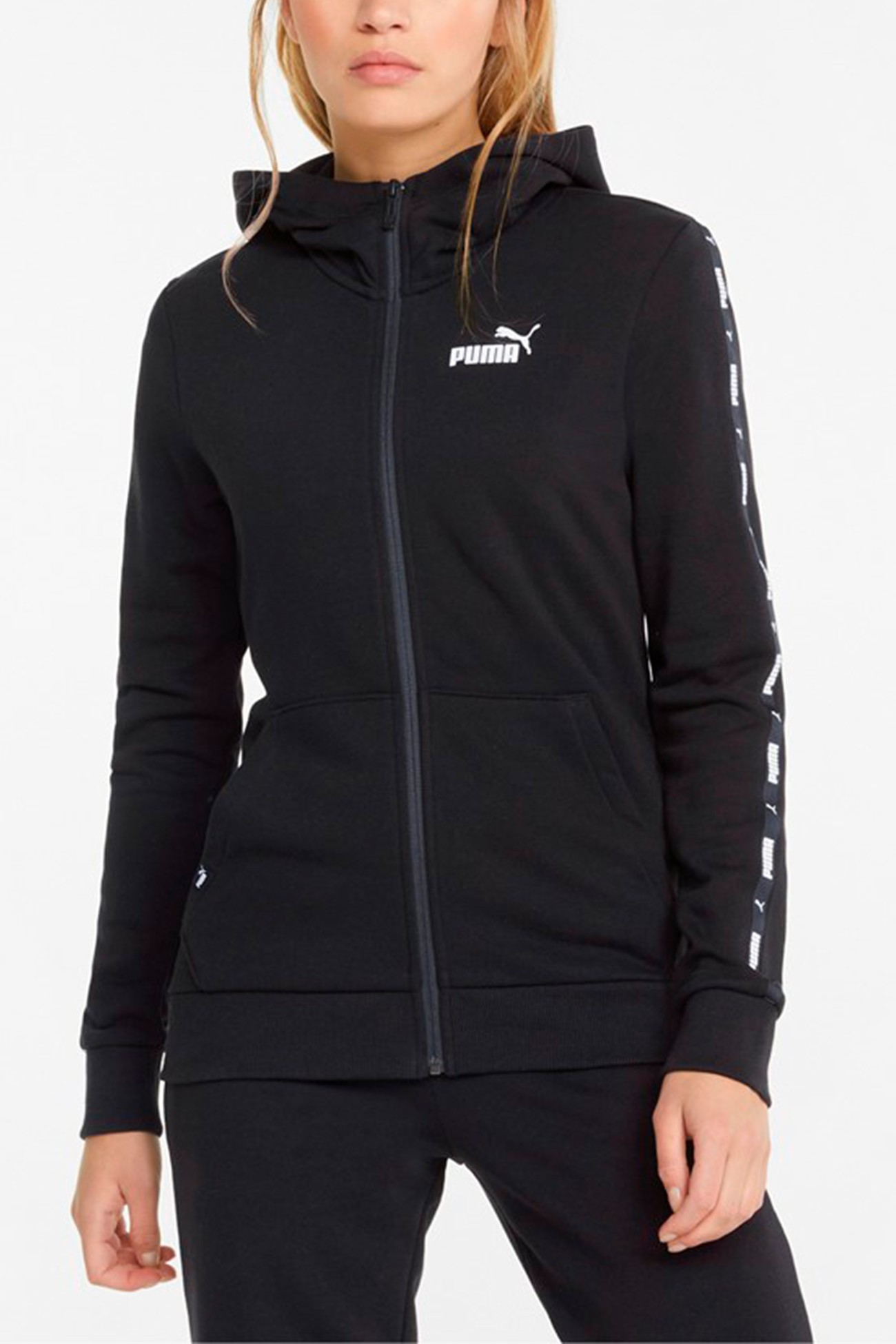 Толстовка женская Puma Power Tape Full-Zip Hoodie Tr черная 84711901 изображение 2