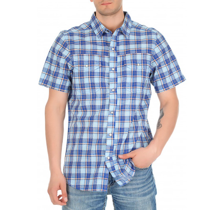Рубашка мужская Columbia Leadville Ridge YD Short Sleeve Shirt синяя 1772125-412 — фото 1