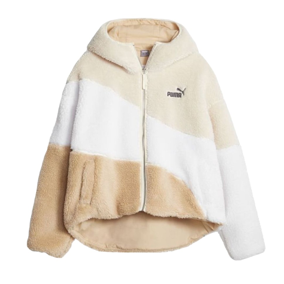 Куртка женская Puma Big Cat Hooded Sherpa Jacket бежевая 67537087 изображение 1