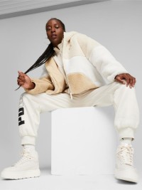 Куртка женская Puma Big Cat Hooded Sherpa Jacket бежевая 67537087 изображение 4