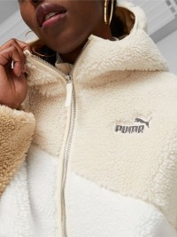 Куртка женская Puma Big Cat Hooded Sherpa Jacket бежевая 67537087 изображение 5