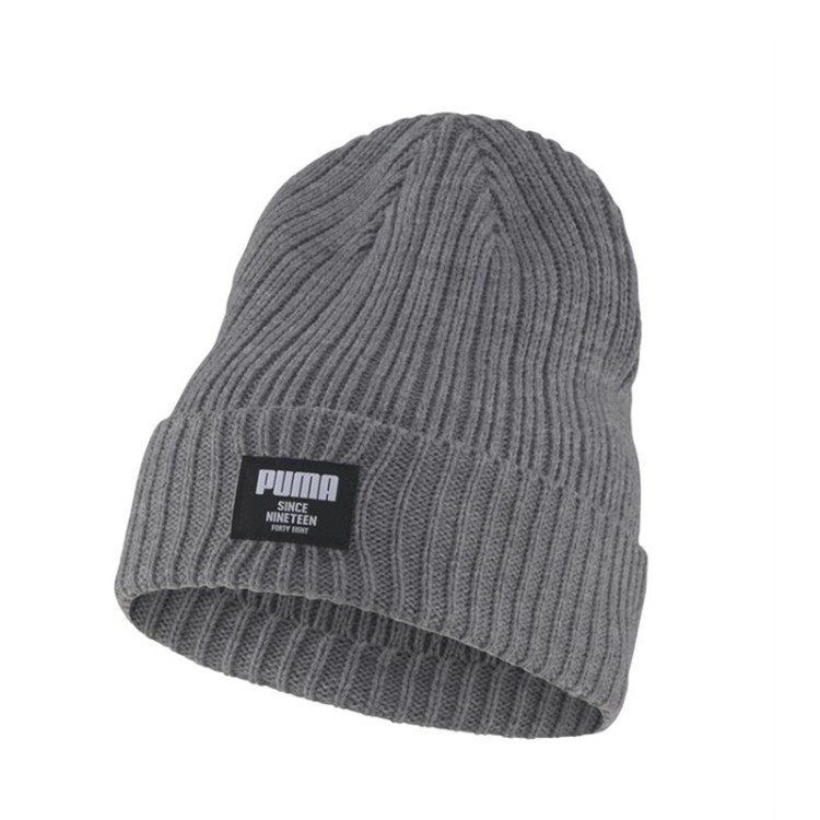 Шапка Унисекс Puma Ribbed Classic Beanie серая 2283106 изображение 1