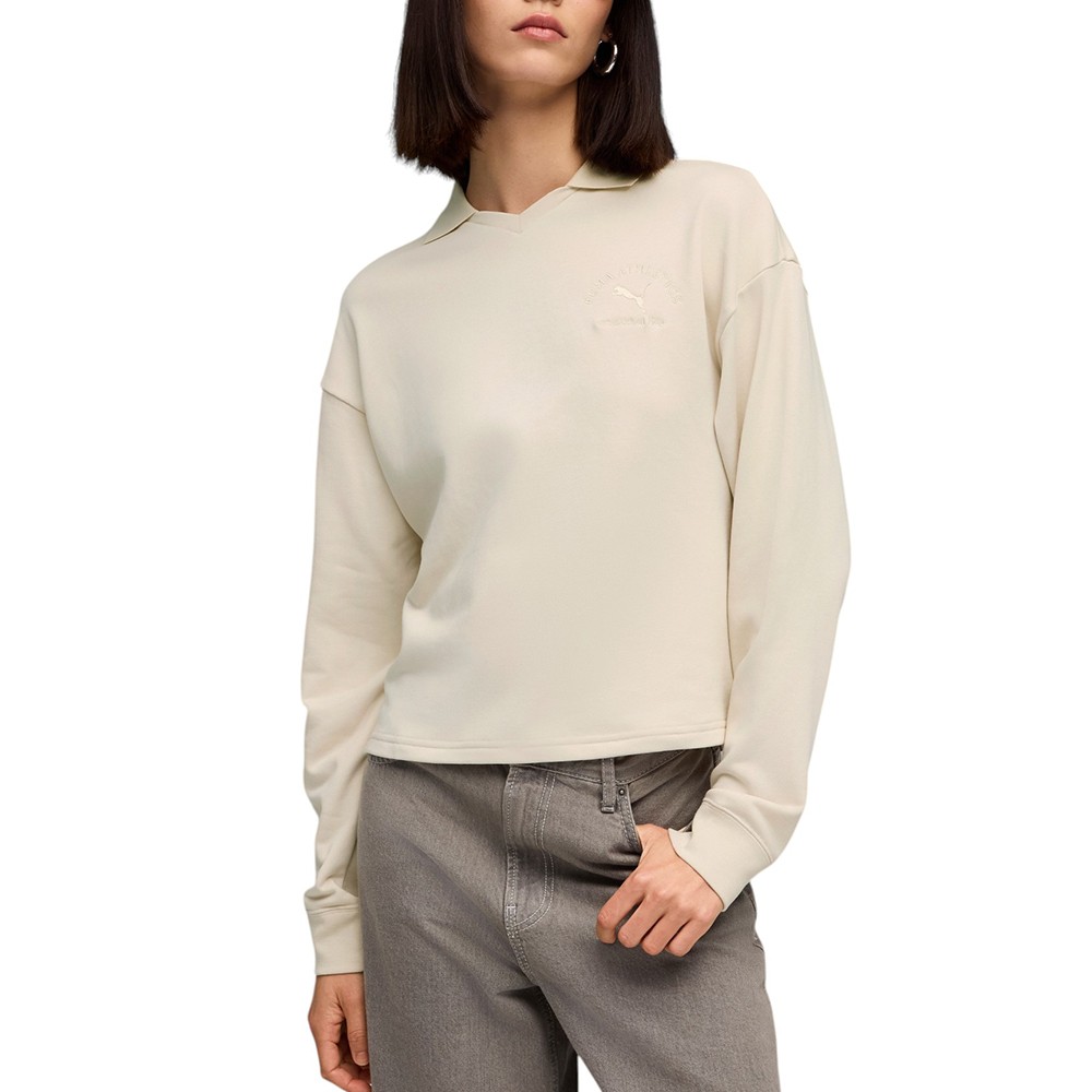 Толстовка женская Puma CLASS Comfort Short Polo Crew TR молочная 68813387