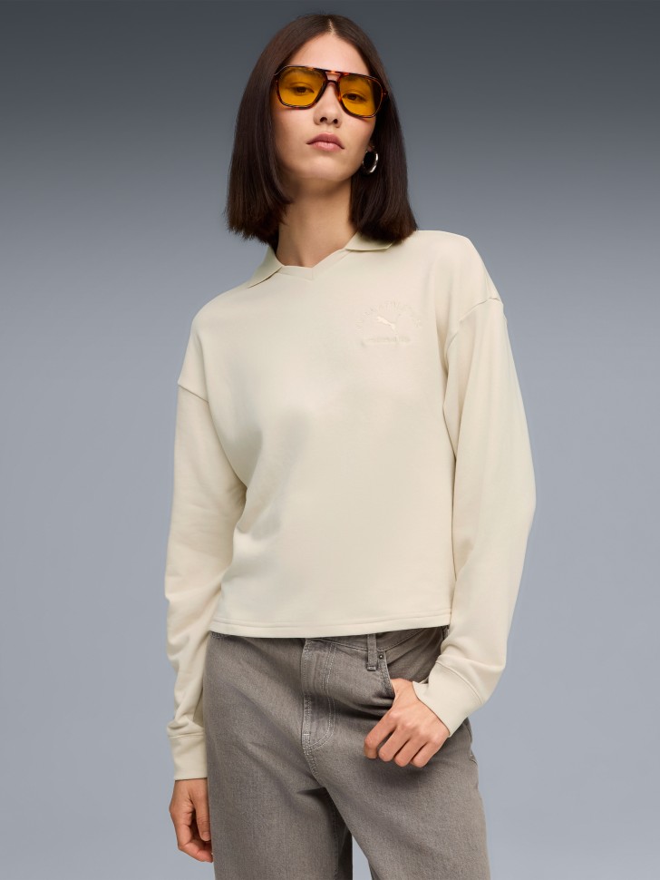 Толстовка женская Puma CLASS Comfort Polo Crew молочная 68813387 изображение 2