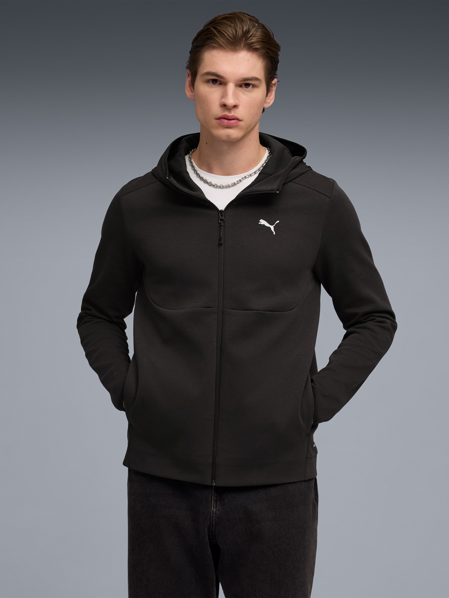 Толстовка мужская Puma TECH Full-Zip Hoodie DK черная 69218501 изображение 2