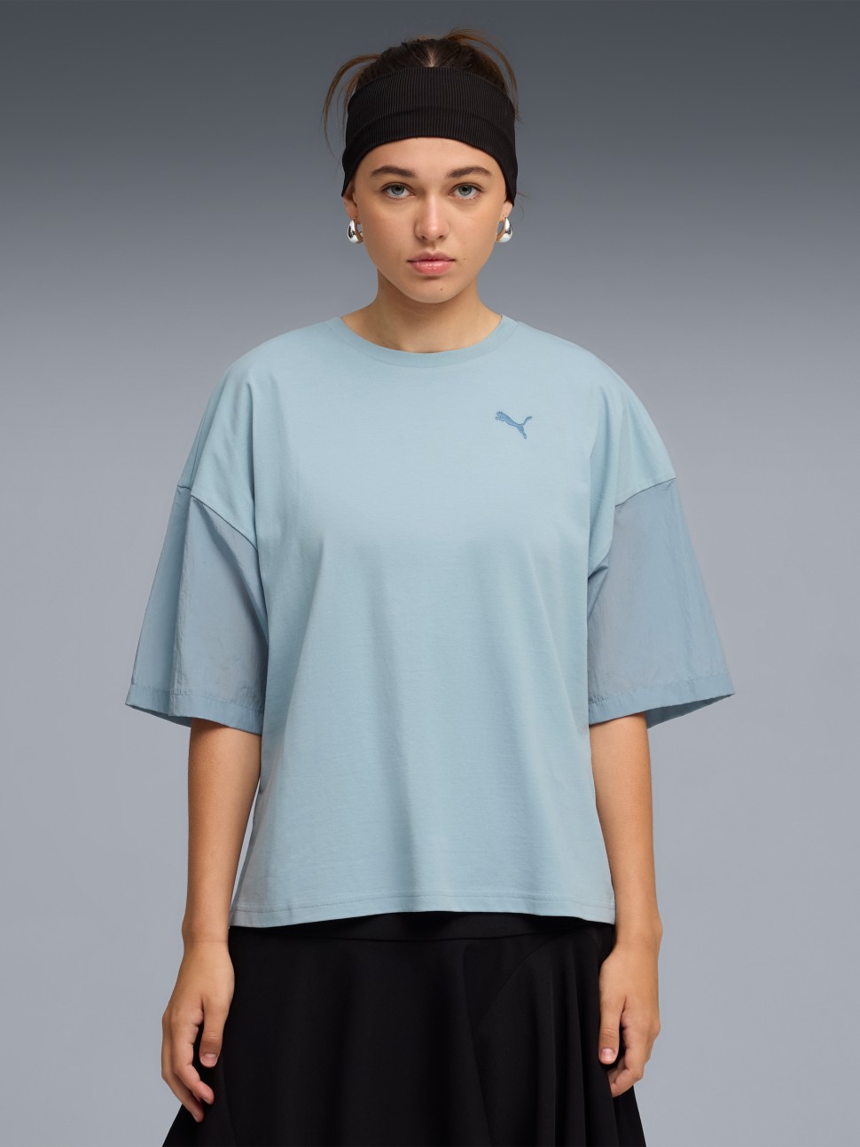 Футболка жіноча Puma HER Oversized Tee блакитна 69188347 — фото 2 — Sport City Футболка жіноча Puma HER Oversized Tee блакитна 69188347 — фото 2