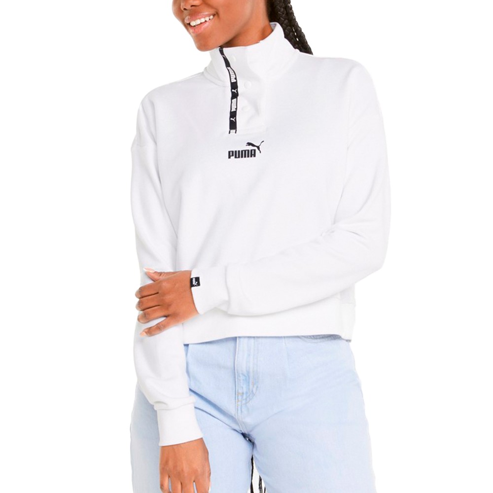 Толстовка женская Puma Power Tape Half-Placket Crew белая 84712402 изображение 1