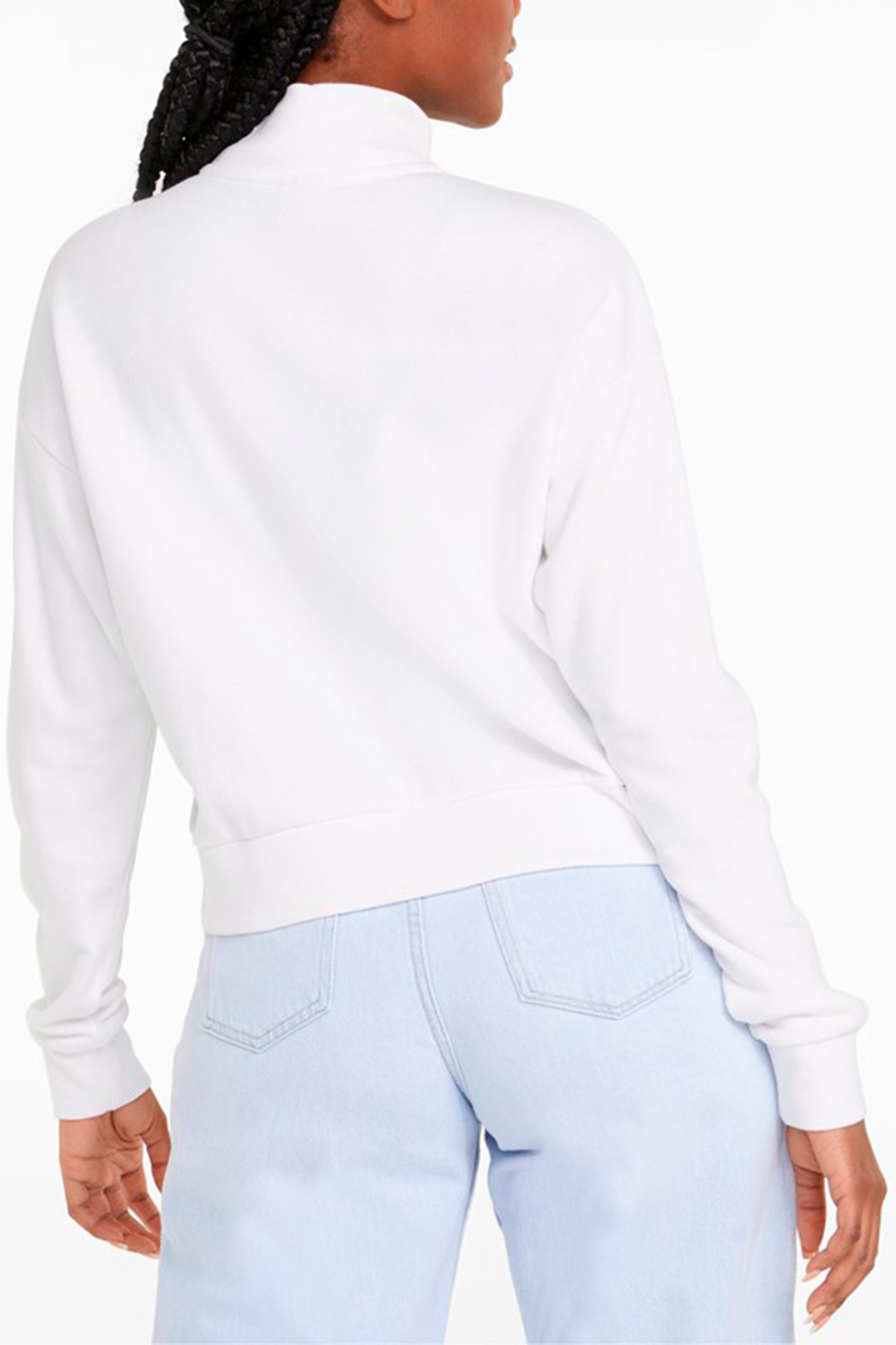 Толстовка женская Puma Power Tape Half-Placket Crew белая 84712402 изображение 3
