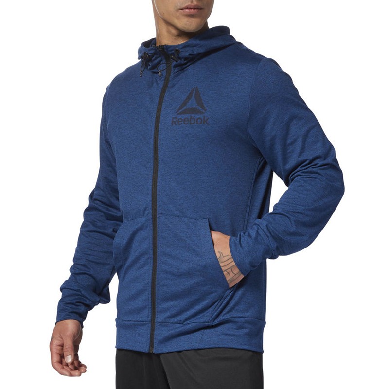 Толстовка мужская Reebok SpeedWick Fz синяя D93734 — фото 2 — Sport City Толстовка мужская Reebok SpeedWick Fz синяя D93734 — фото 2
