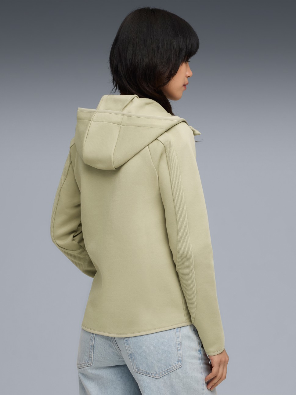 Толстовка жіноча Puma EVOSTRIPE Full-Zip Hoodie DK оливкова 68814182 — фото 3