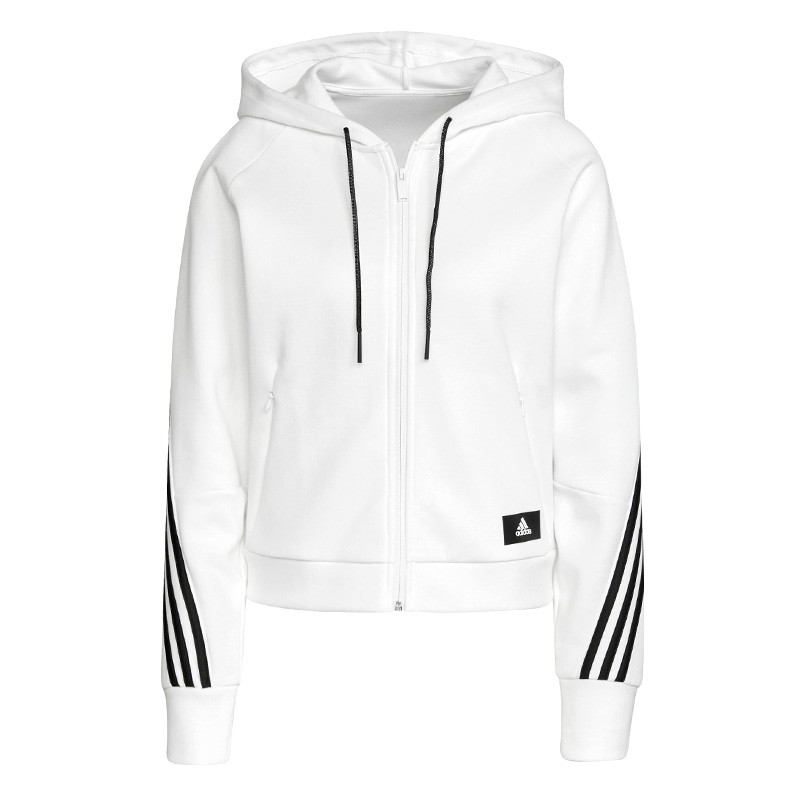 Толстовка женская Adidas W Fi 3S Fz Hd белая GJ5419 — Sport City Толстовка женская Adidas W Fi 3S Fz Hd белая GJ5419