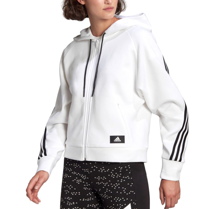 Толстовка женская Adidas W Fi 3S Fz Hd белая GJ5419 изображение 2