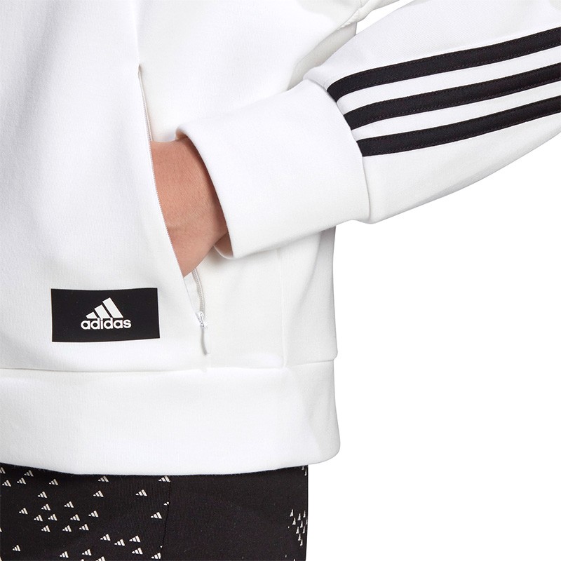 Толстовка женская Adidas W Fi 3S Fz Hd белая GJ5419 изображение 4