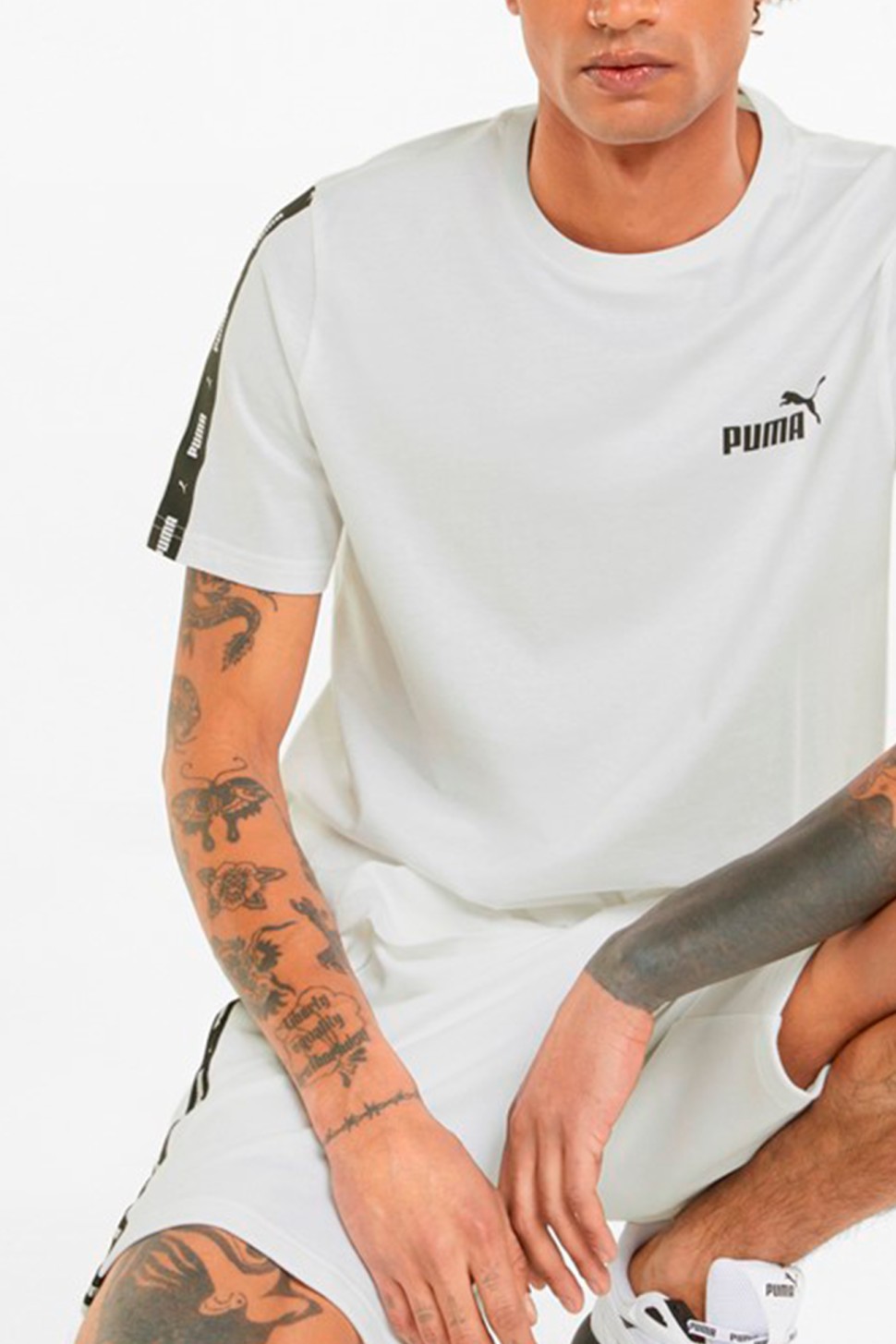 Футболка чоловіча Puma Ess+ Tape Tee біла 84738202 — фото 4