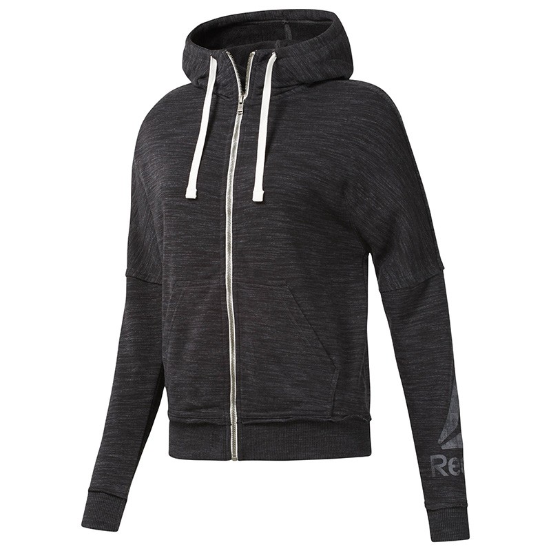 Толстовка женская Reebok Essentials Marble Logo Full Zip черная D95545 — Sport City Толстовка женская Reebok Essentials Marble Logo Full Zip черная D95545