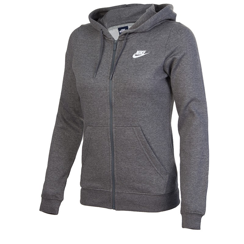 Толстовка женская Nike Dukserica W NSW FZ FLC серая 803638-071 — Sport City Толстовка женская Nike Dukserica W NSW FZ FLC серая 803638-071