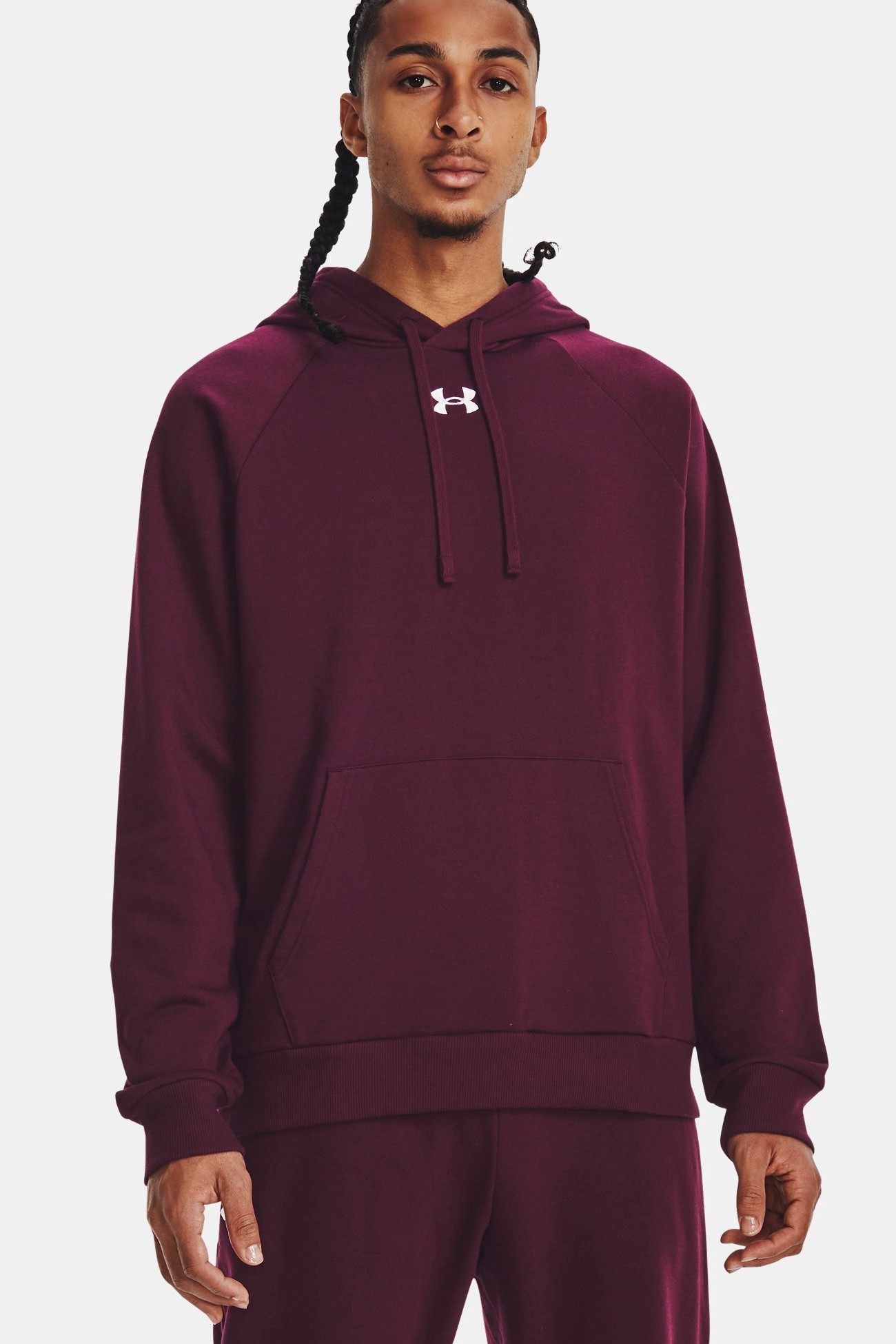 Толстовка мужская Under Armour UA Rival Fleece Hoodie бордовая 1379757-600 изображение 2