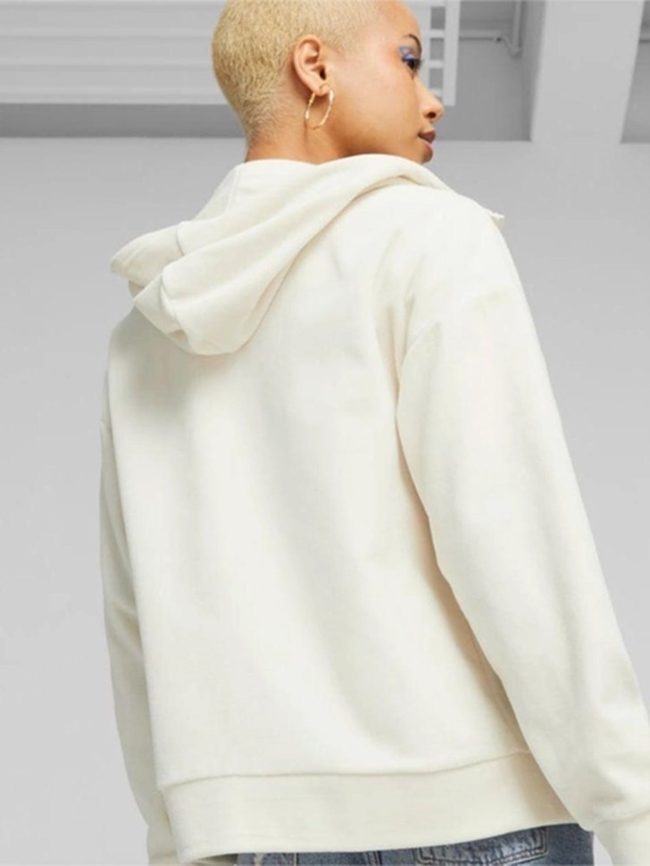 Толстовка женская Puma ESS ELEVATED Velour FZ Hoodie молочная 67599089 изображение 3