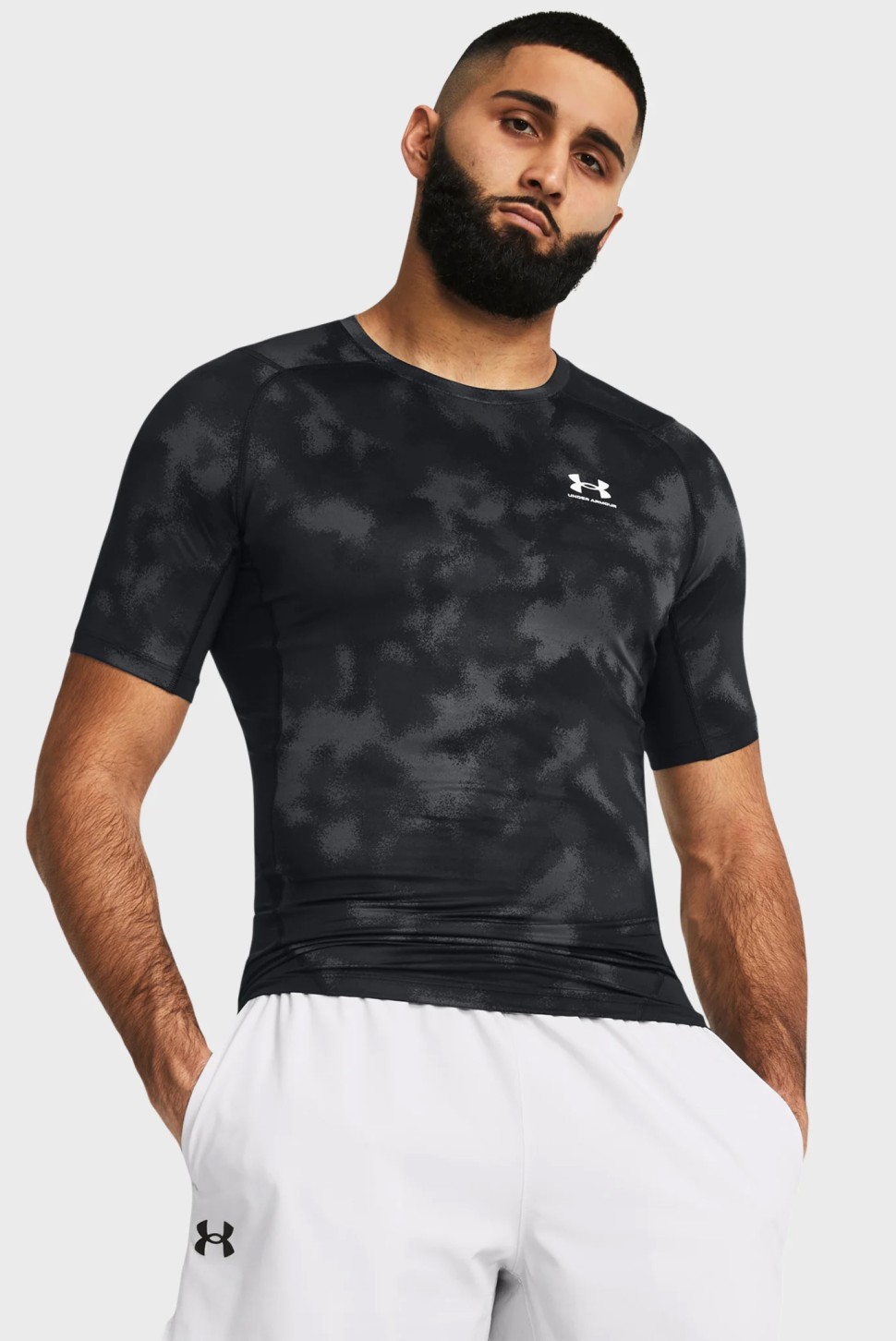 Футболка чоловіча Under Armour UA HG Armour Printed SS чорна 1383321-001 — фото 2