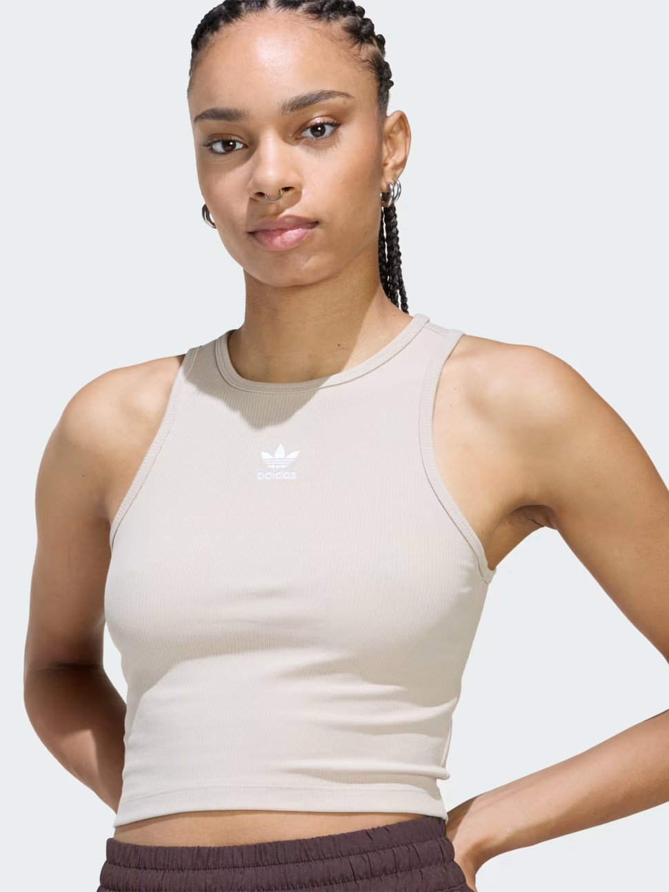Майка жіноча Adidas ESS RIB TANK бежева KD3822 — фото 4